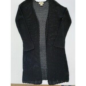 St. John's Bay Black Crochet Knit Longline Cardigan Duster Boho Festival Large